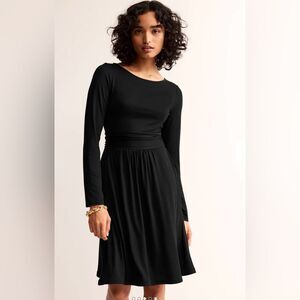 Boden Women’s Size 6 Black Amelie Viscose Elastane Jersey Long Sleeve Dress